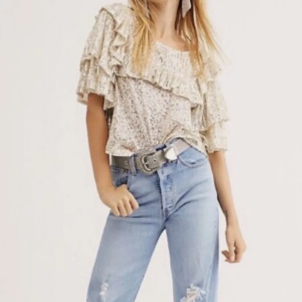 Free People Gold Sequin Blouse - Picture 3 of 10